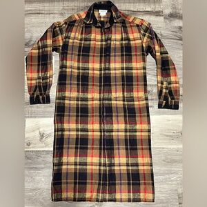 VINTAGE Guilliana Fall Linen Blend Plaid Midi Size 8 Button Up Dress Linen EUC
